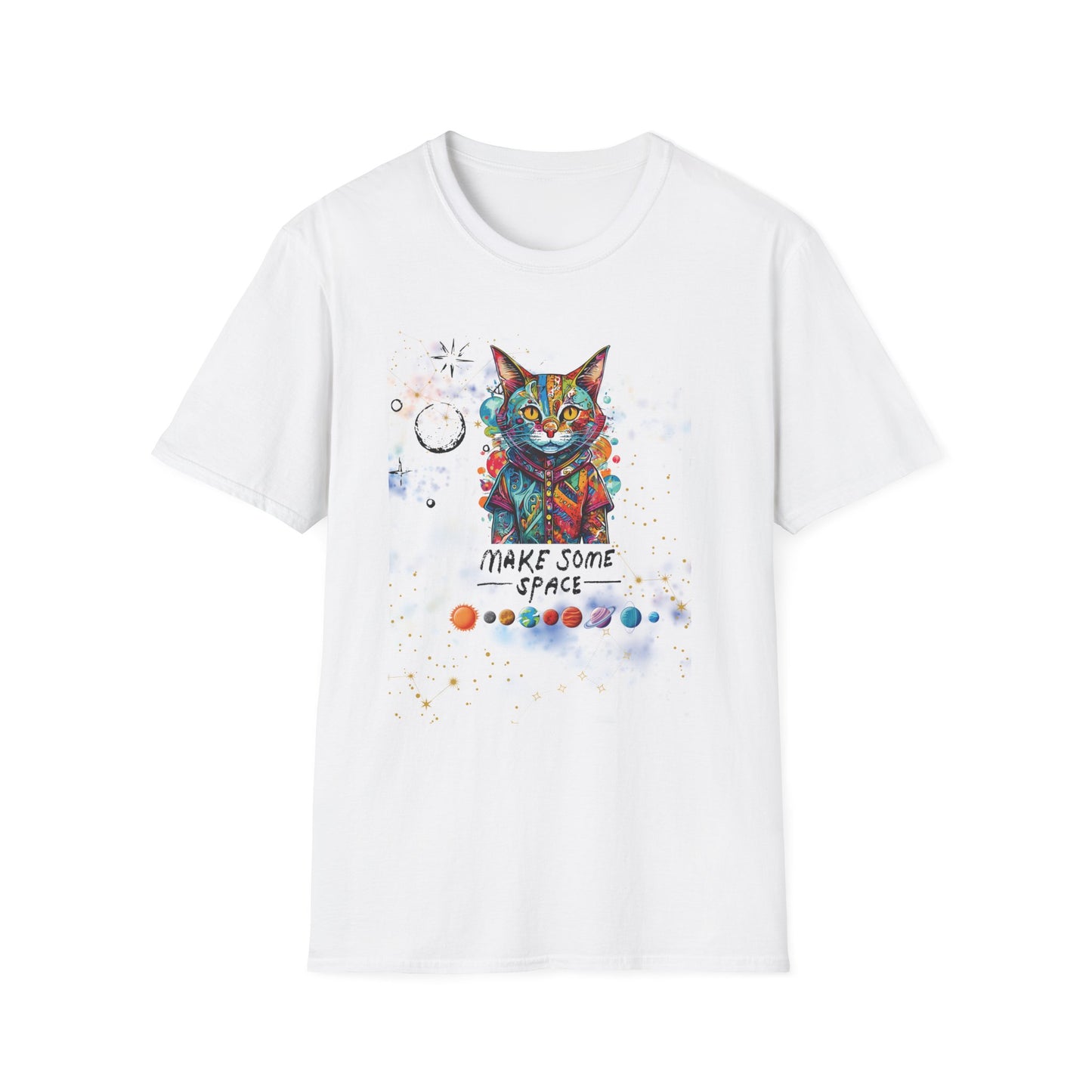 Make Some Space Cat T-Shirt – Unisex Softstyle Tee for Cat Lovers