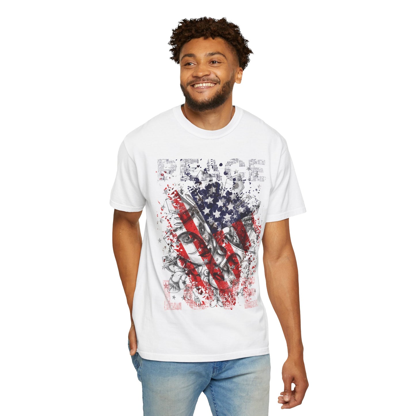 Peace T-shirt, Unisex Graphic Tee, American Flag Shirt, Inspirational Top, Freedom Apparel, Casual Summer Wear