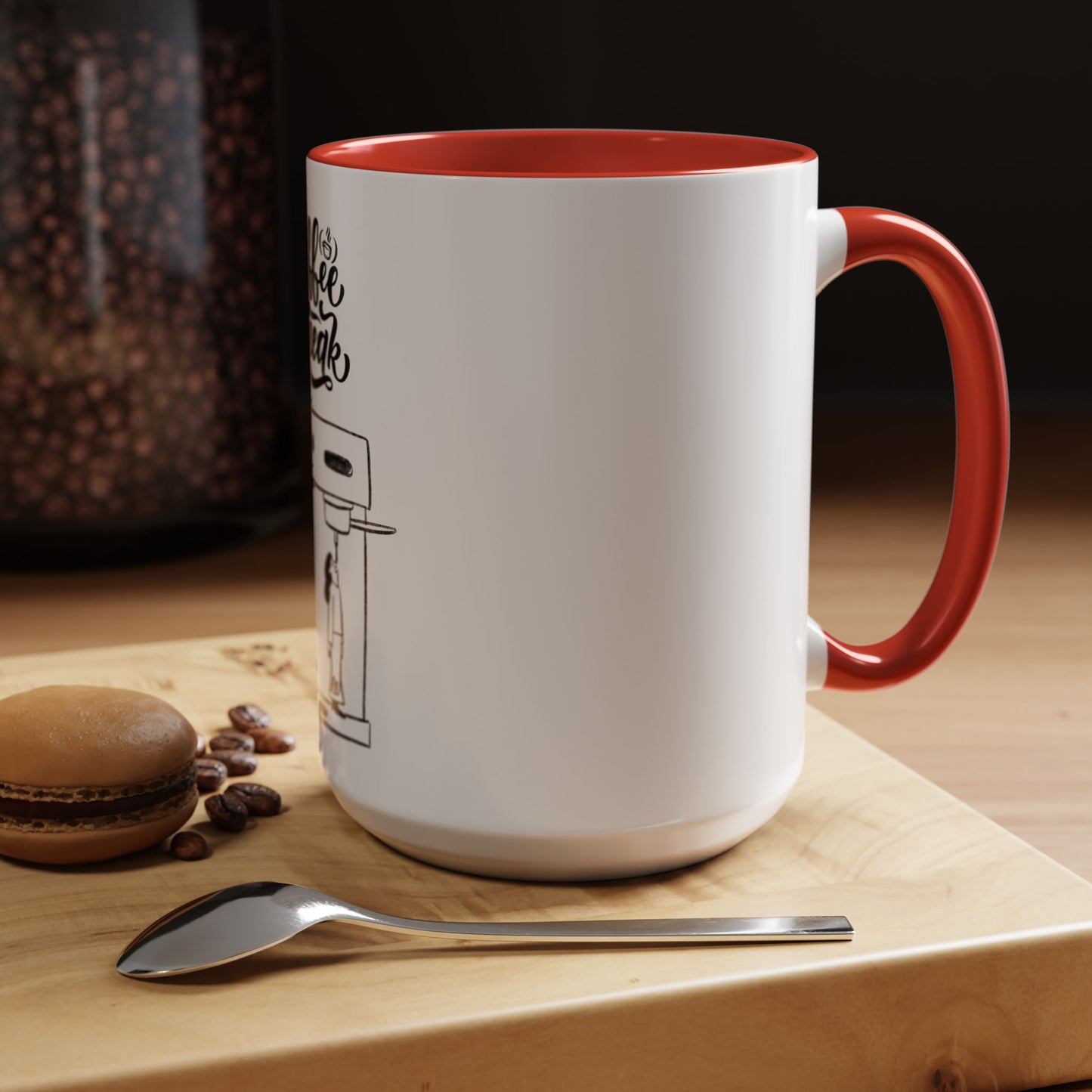 Coffee Break Accent Mug | Black Handle & Interior | Perfect for Coffee Lovers