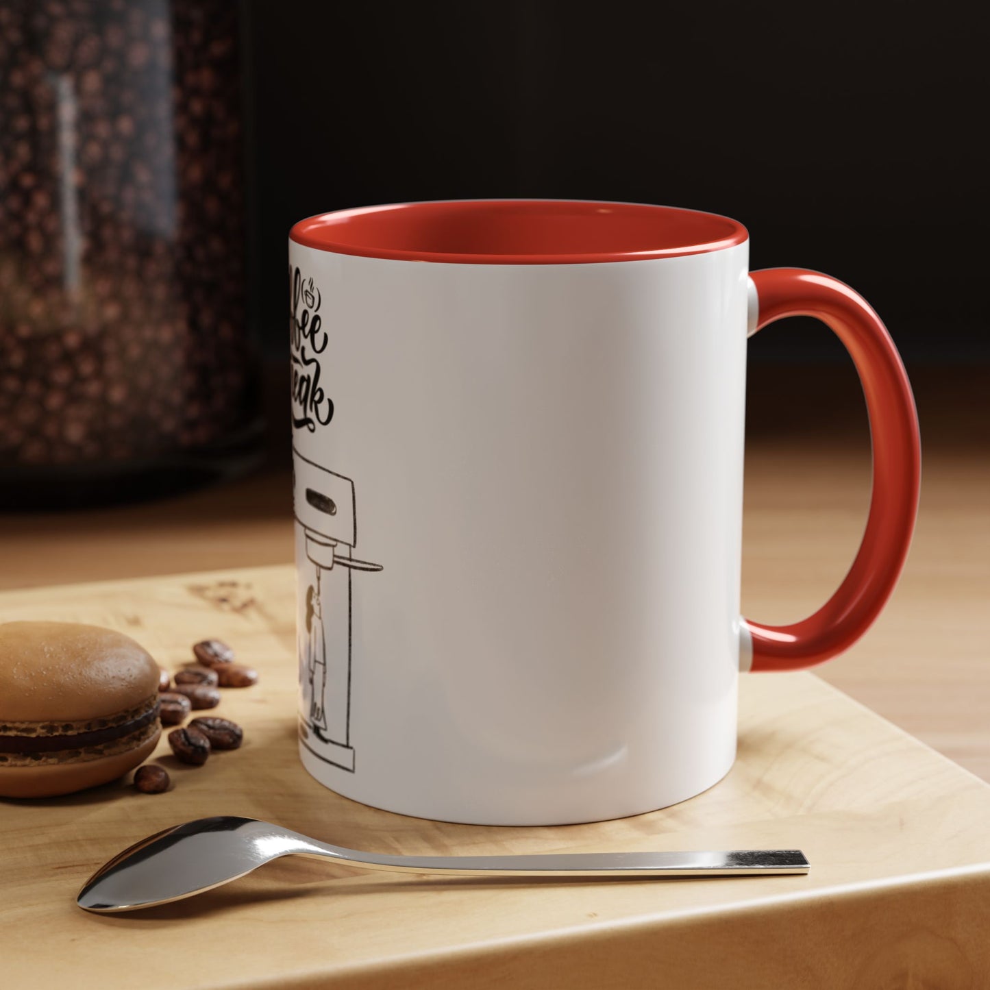 Coffee Break Accent Mug | Black Handle & Interior | Perfect for Coffee Lovers