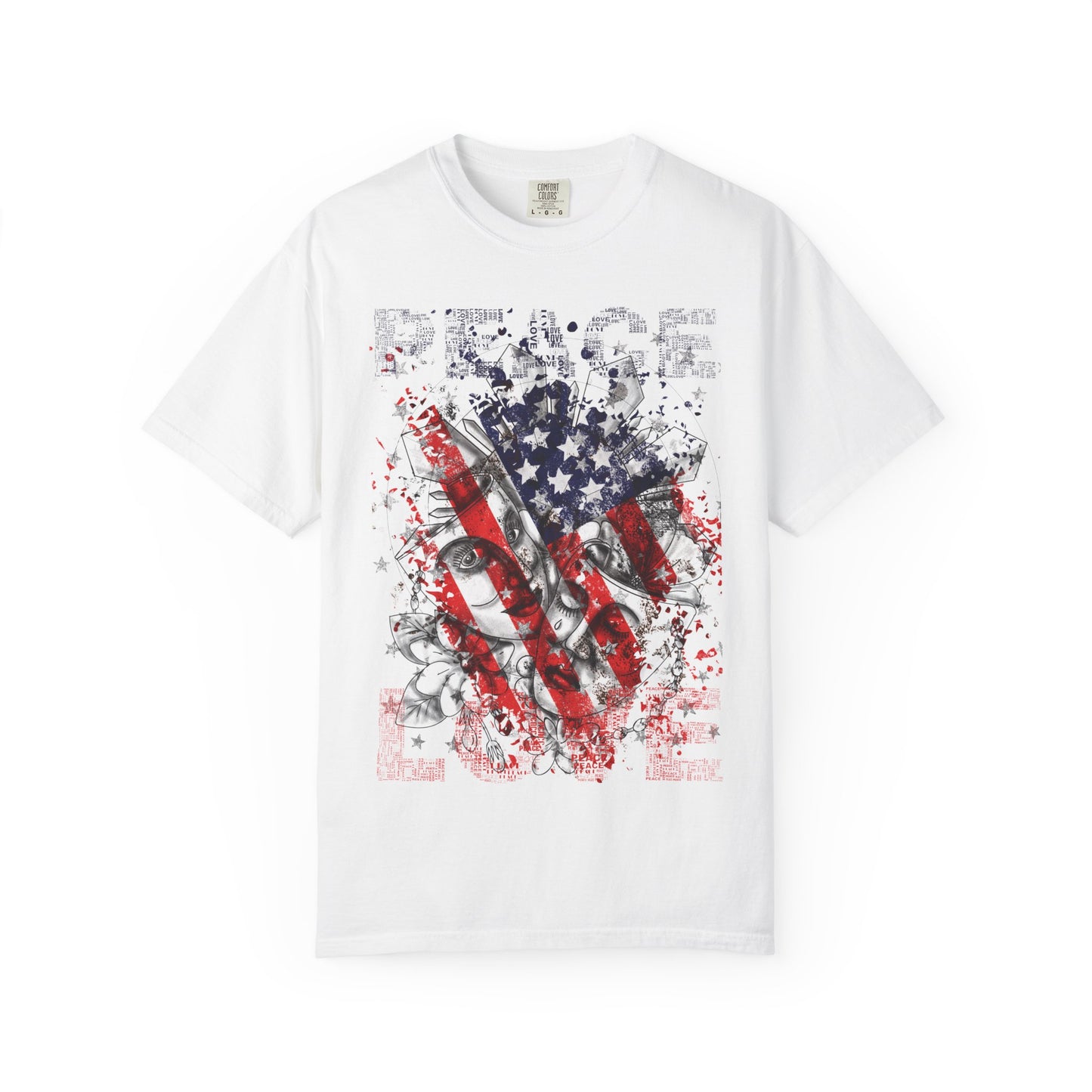 Peace T-shirt, Unisex Graphic Tee, American Flag Shirt, Inspirational Top, Freedom Apparel, Casual Summer Wear