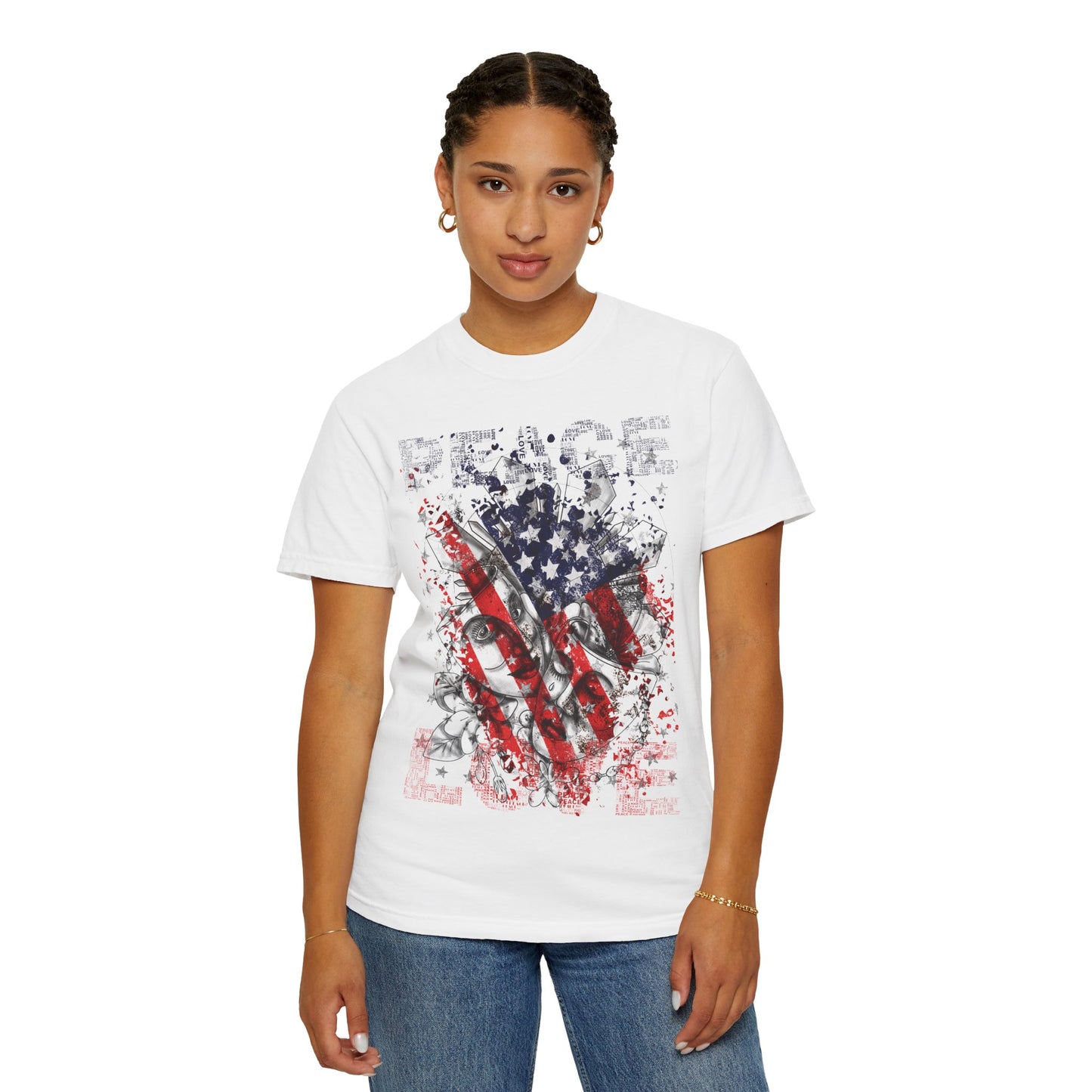 Peace T-shirt, Unisex Graphic Tee, American Flag Shirt, Inspirational Top, Freedom Apparel, Casual Summer Wear