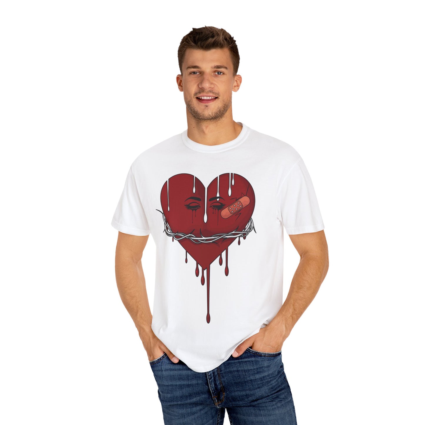 T-shirt Edgy Heart Graphic Unisex Casual, Streetwear
