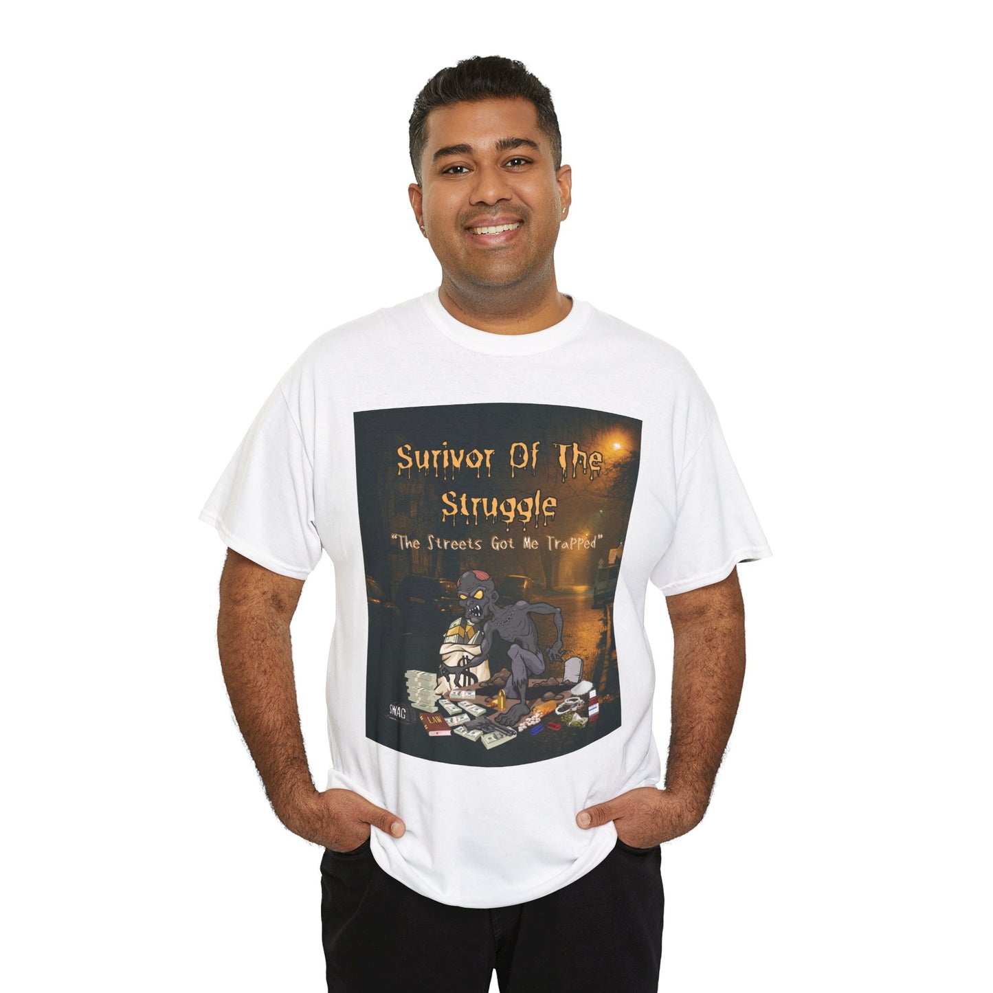 T-Shirt, Urban Streetwear, Casual Outfit, Survivor Of The Struggle Tee, Unisex Heavy Cotton