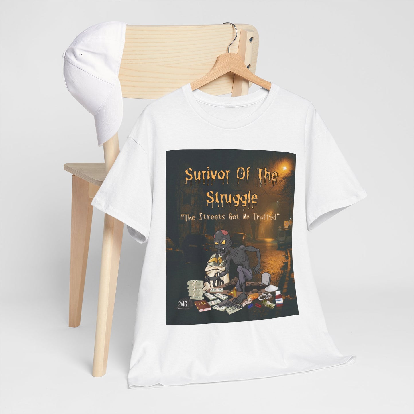 T-Shirt, Urban Streetwear, Casual Outfit, Survivor Of The Struggle Tee, Unisex Heavy Cotton