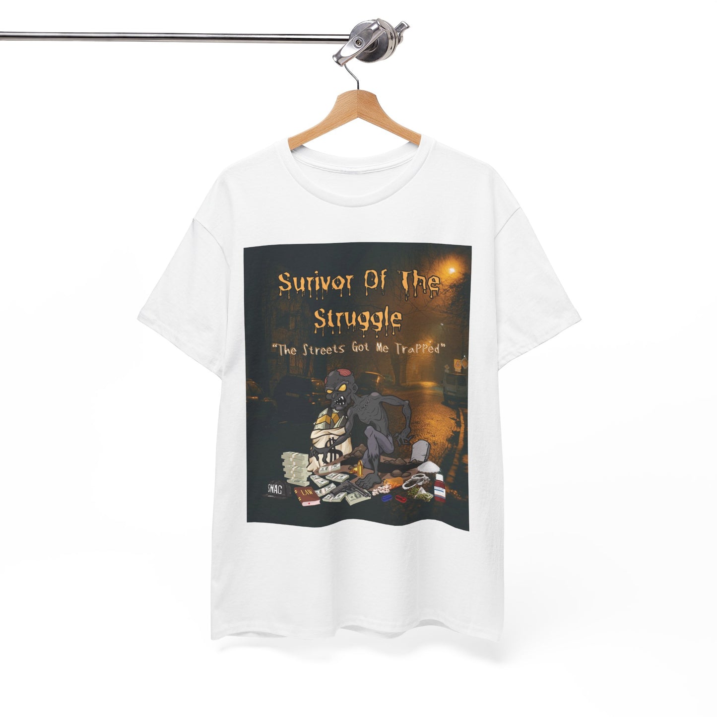 T-Shirt, Urban Streetwear, Casual Outfit, Survivor Of The Struggle Tee, Unisex Heavy Cotton