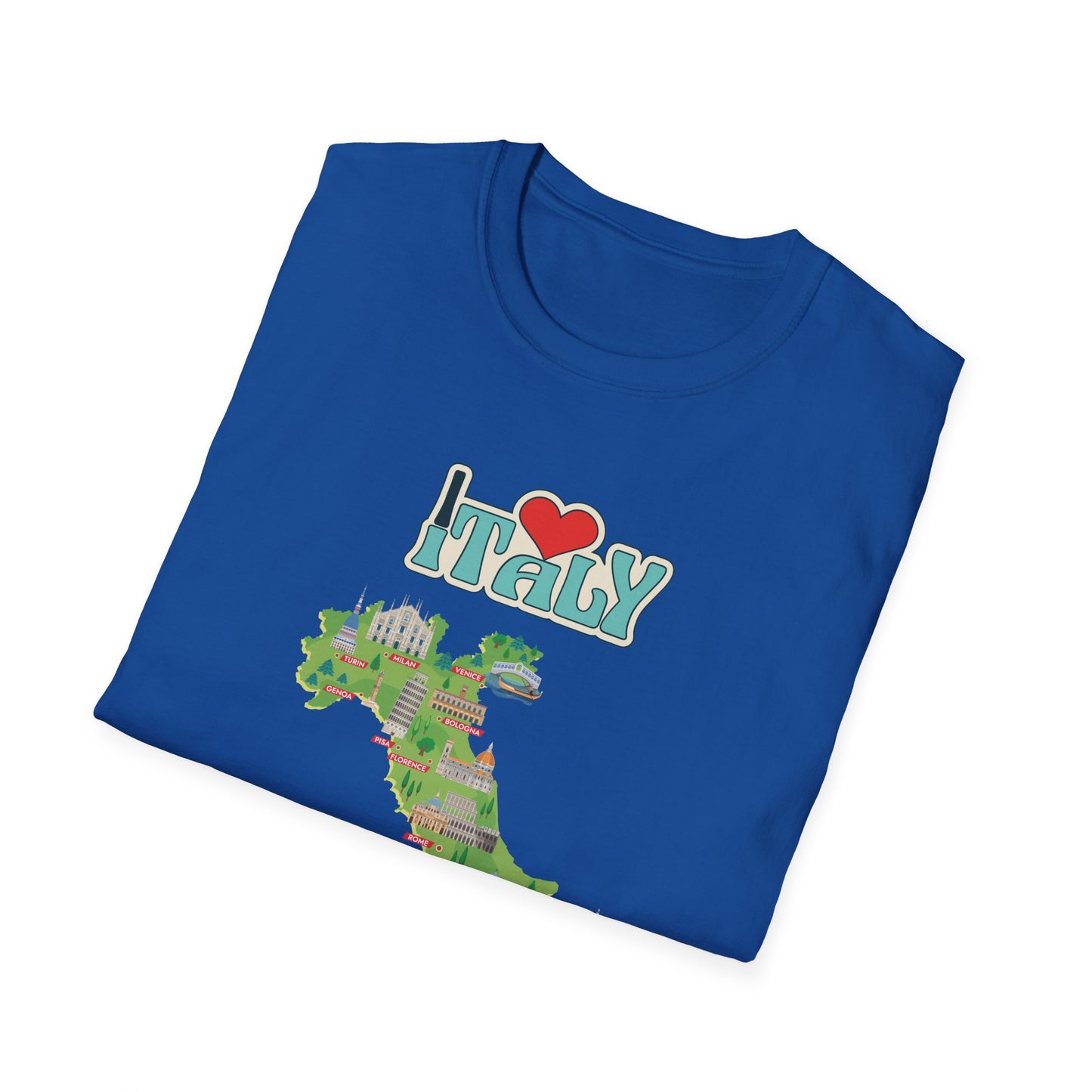 I Love Italy Unisex Softstyle T-Shirt - Cute Italy Map Design