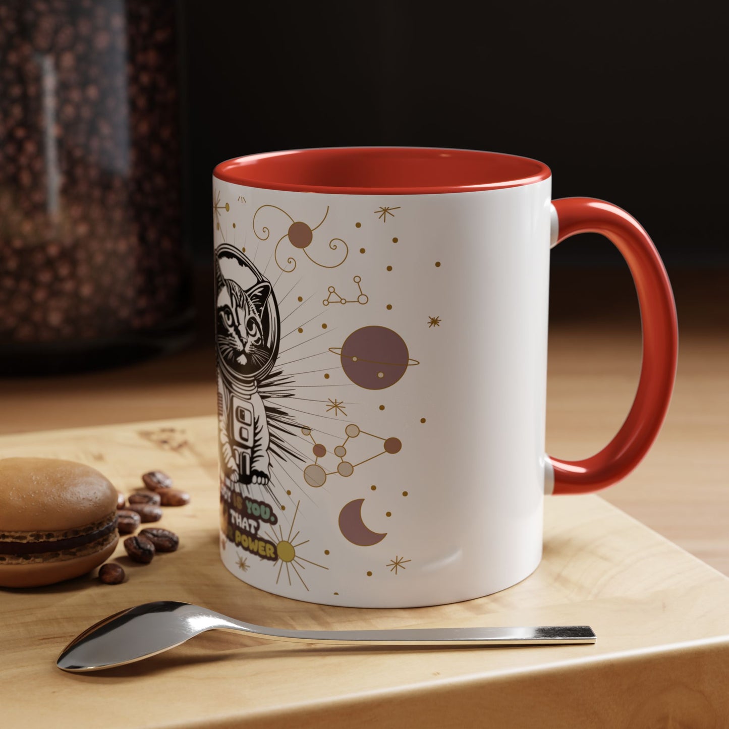 Coffee Mug - "Nobody is You and That is Your Power" - Fun Space-Themed Drinkware for Cat Lovers