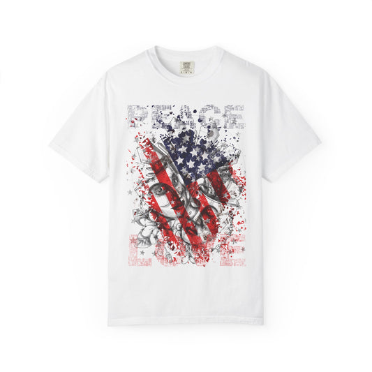 Peace T-shirt, Unisex Graphic Tee, American Flag Shirt, Inspirational Top, Freedom Apparel, Casual Summer Wear