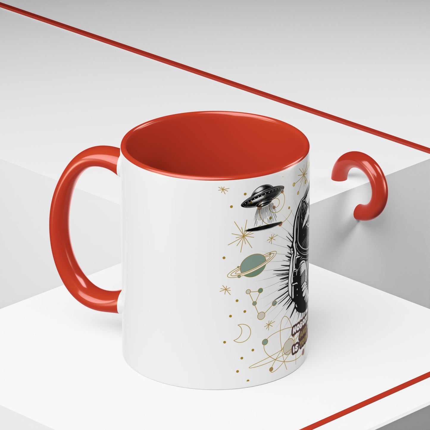 Coffee Mug - "Nobody is You and That is Your Power" - Fun Space-Themed Drinkware for Cat Lovers