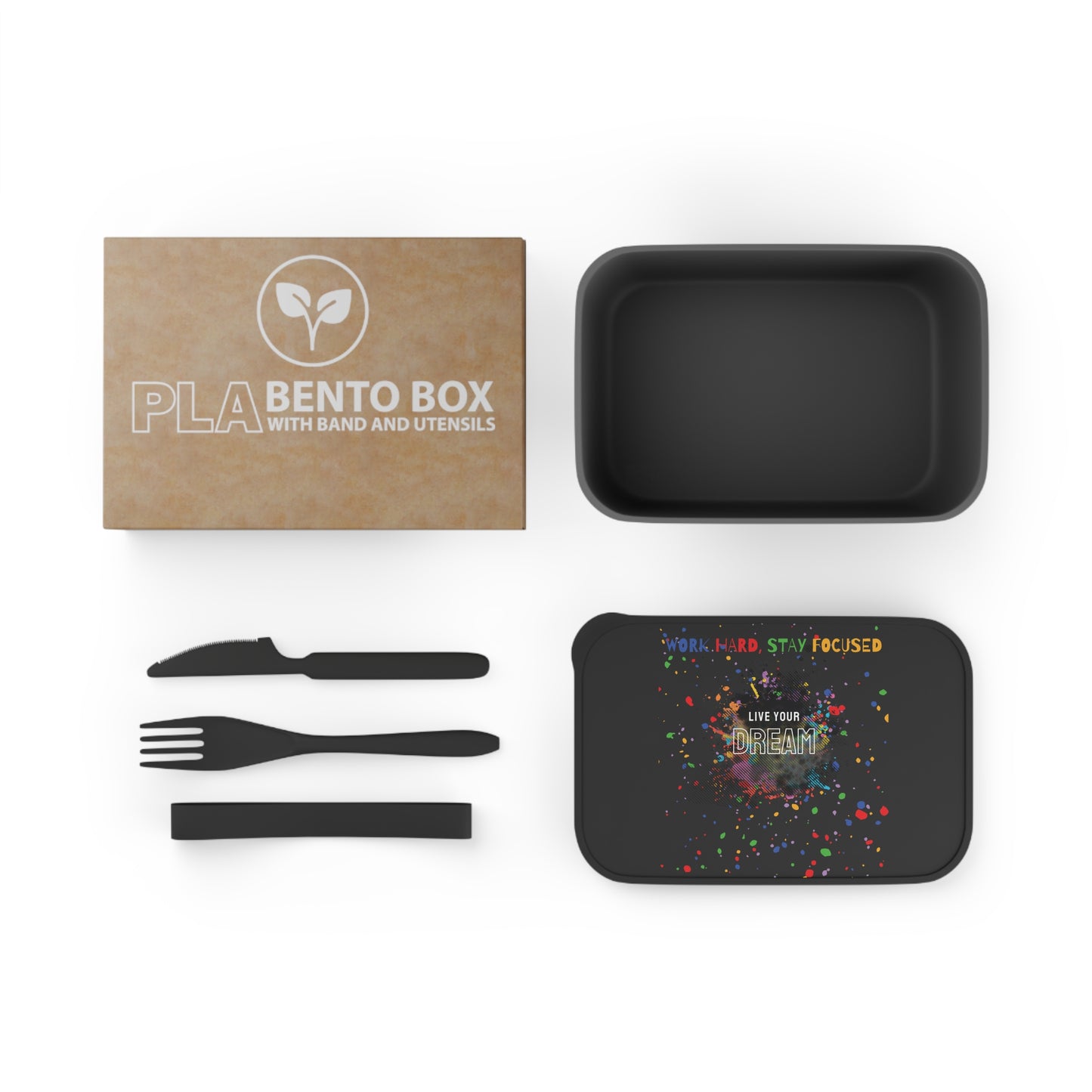 Inspirational Bento Box - Stay Focused Lunch Container, Motivational Meal Prep, Work Hard, Live Your Dream, Kitchen Essentials