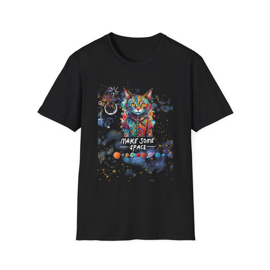 Colorful Cat Space T-Shirt | Unisex Softstyle Tee with 'Make Some Space' Design