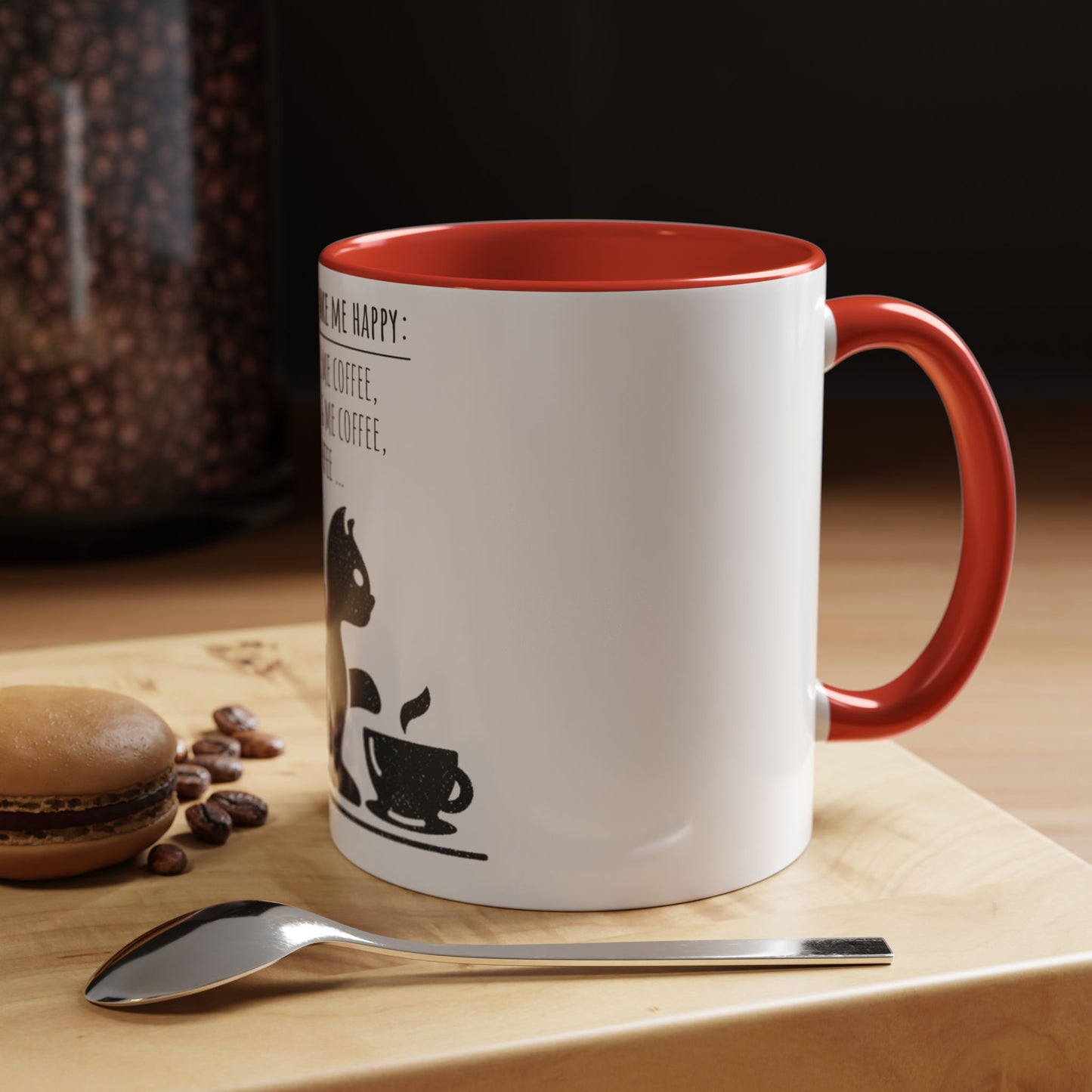 Cat Lover's Accent Coffee Mug - "To Make Me Happy: Make Me Coffee, Bring Me Coffee, Be Coffee"